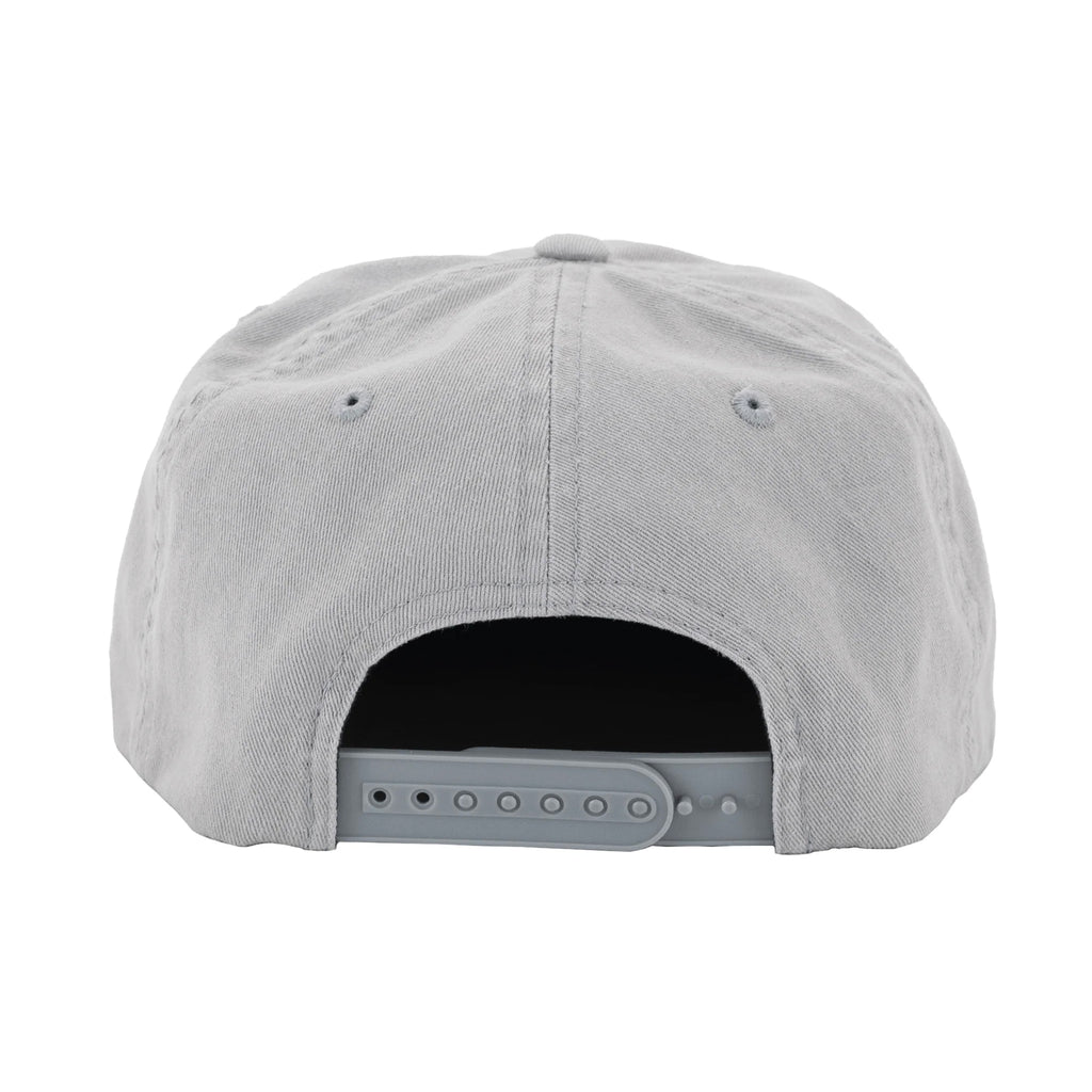 Back view of a gray snapback cap with adjustable plastic closure, Vintage Detroit Lions Hat | 6 Panel Snapback, by My Store for Home page and Football.