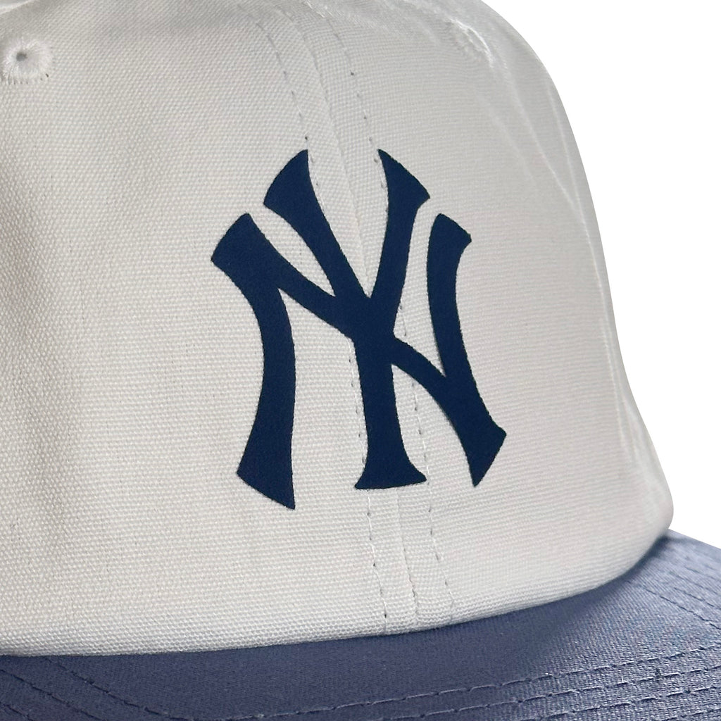 Vintage New York Yankees Hat | 6 Panel Strapback Hat in white and navy with Yankees logo and curved brim from My Store