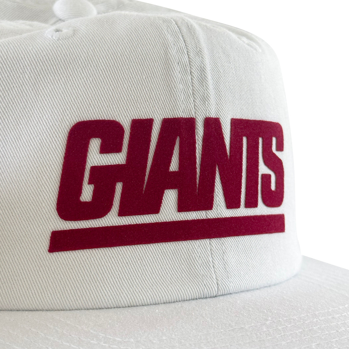 Vintage New York Giants Hat | 6 Panel Snapback Hat featuring a white crown and bold red Giants lettering by My Store