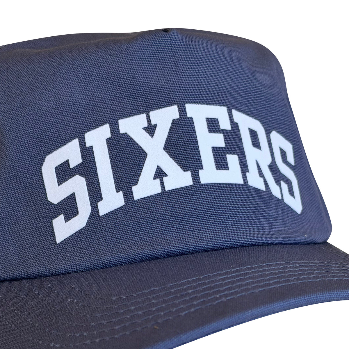 Vintage Philadelphia 76ers Basketball Hat | 5 Panel Snapback Hat in navy with bold white SIXERS lettering by My Store