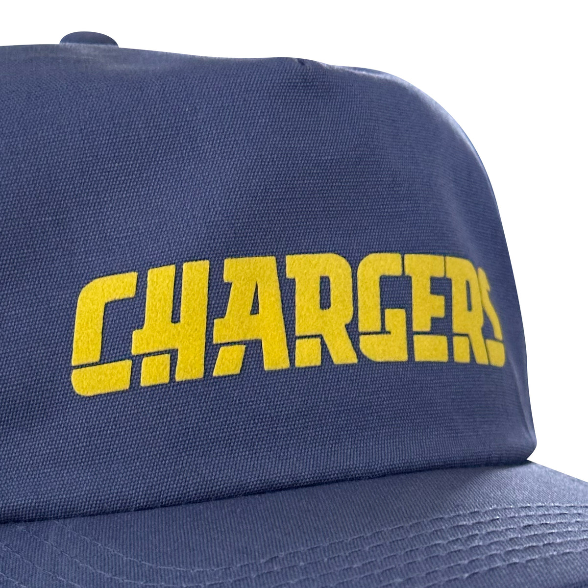 Vintage San Diego Chargers Hat | 5 Panel Snapback Hat in navy with yellow Chargers lettering from My Store, featured in Home page and Football