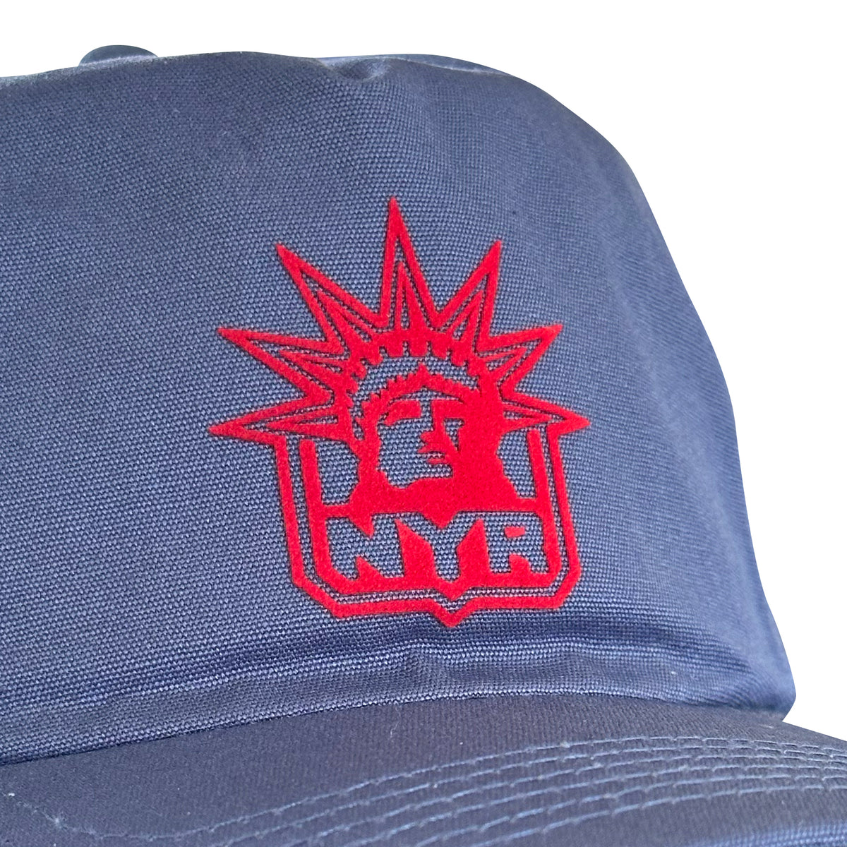 Vintage New York Rangers Hat | 5 Panel Snapback Hat in navy blue with an embroidered red NYR logo, by My Store for Home page and Hockey