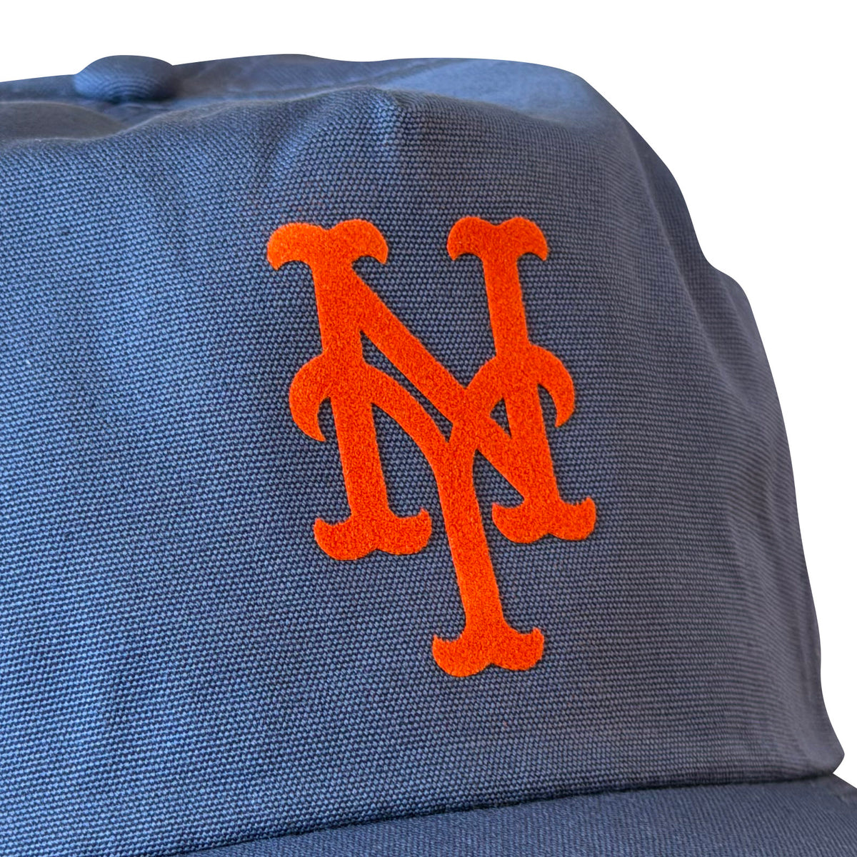 Vintage New York Mets 1960's Hat | 5 Panel Snapback Hat in navy blue with an embroidered orange Mets logo on the front