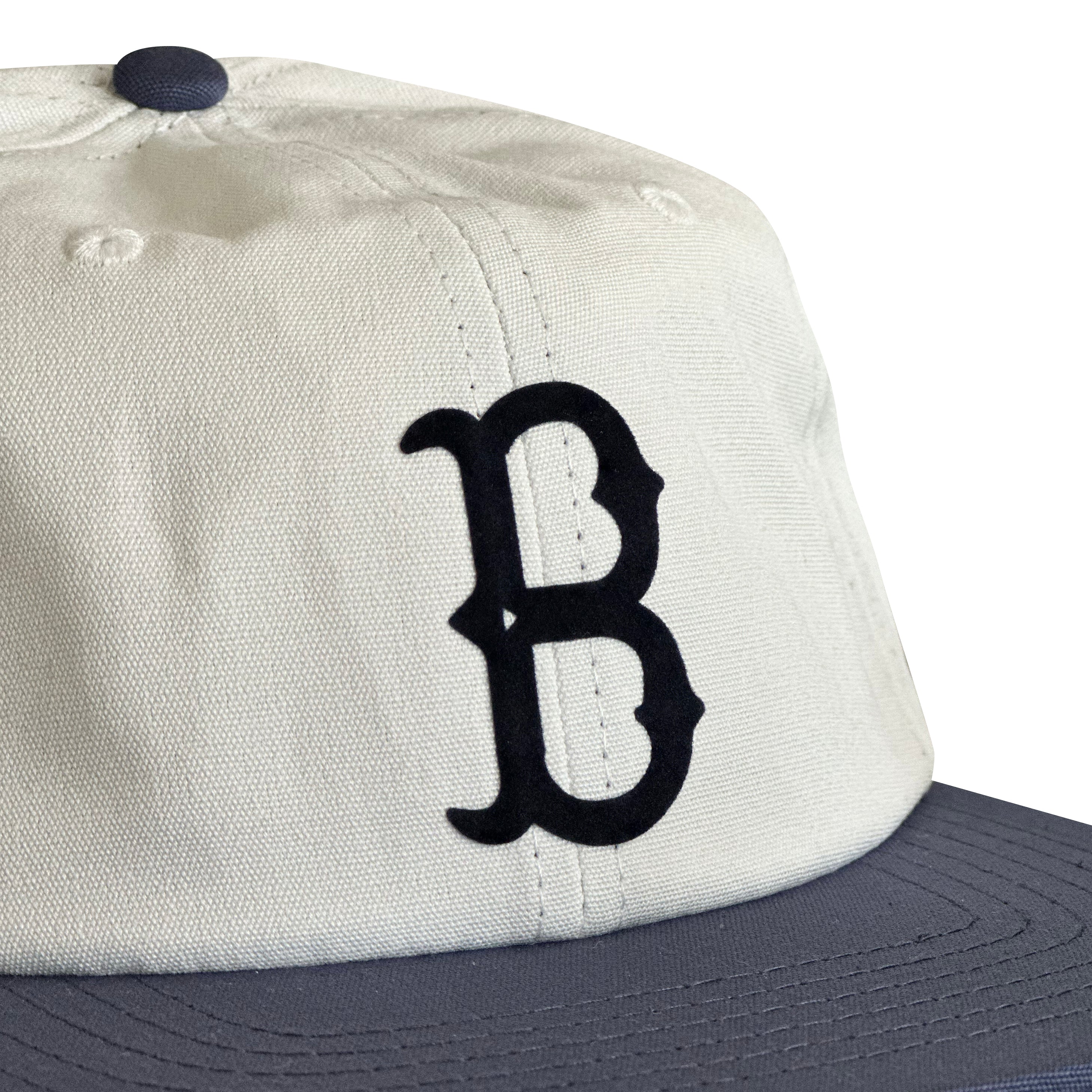 Vintage Brooklyn Dodgers Hat | 6 Panel Strapback Hat, cream and navy cap with raised B logo and curved brim by My Store, featured in Home page and Baseball