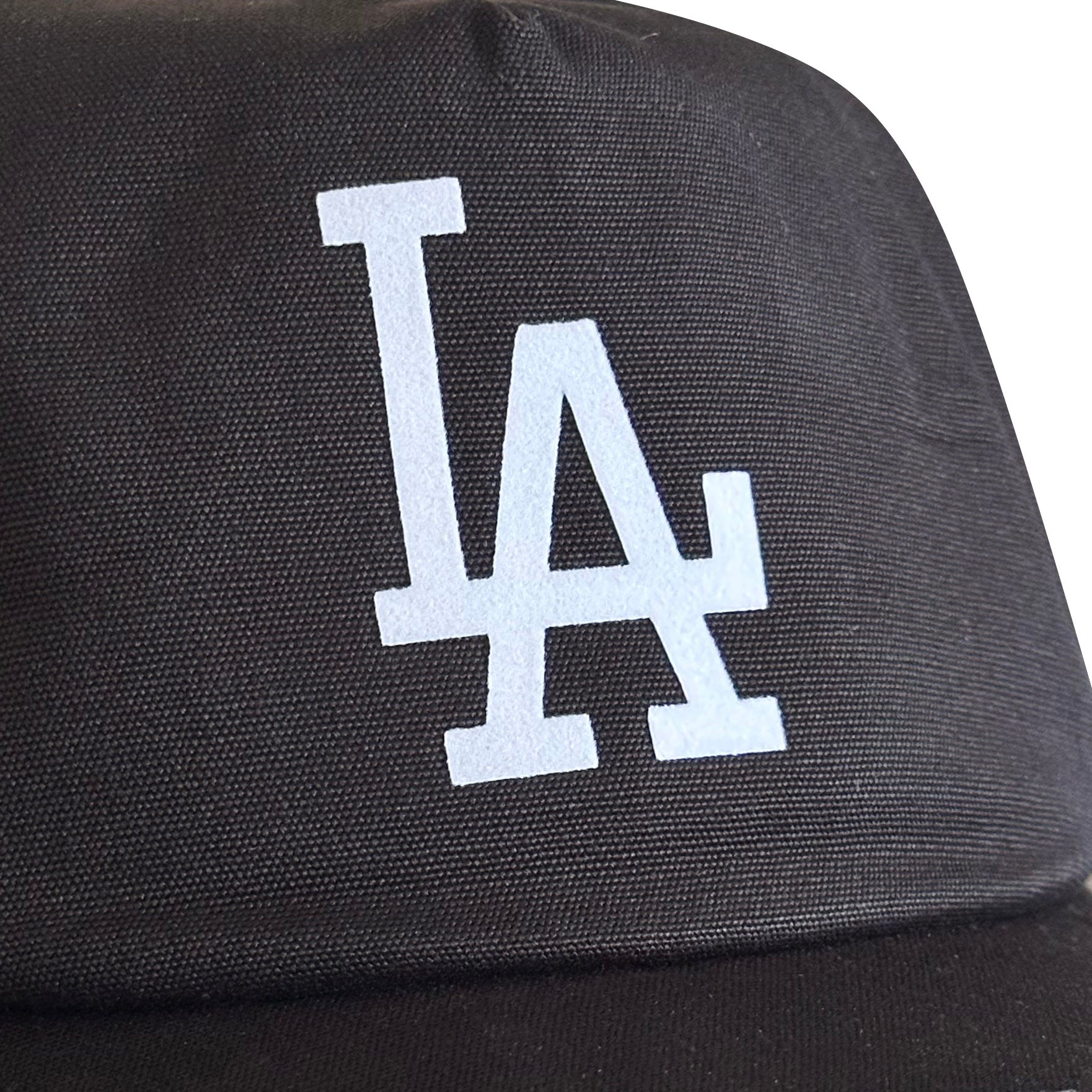 Vintage Los Angeles Dodgers Hat | 5 Panel Black Snapback Hat, black front with white LA logo, from My Store, Home page, Baseball, Hot Off The Press