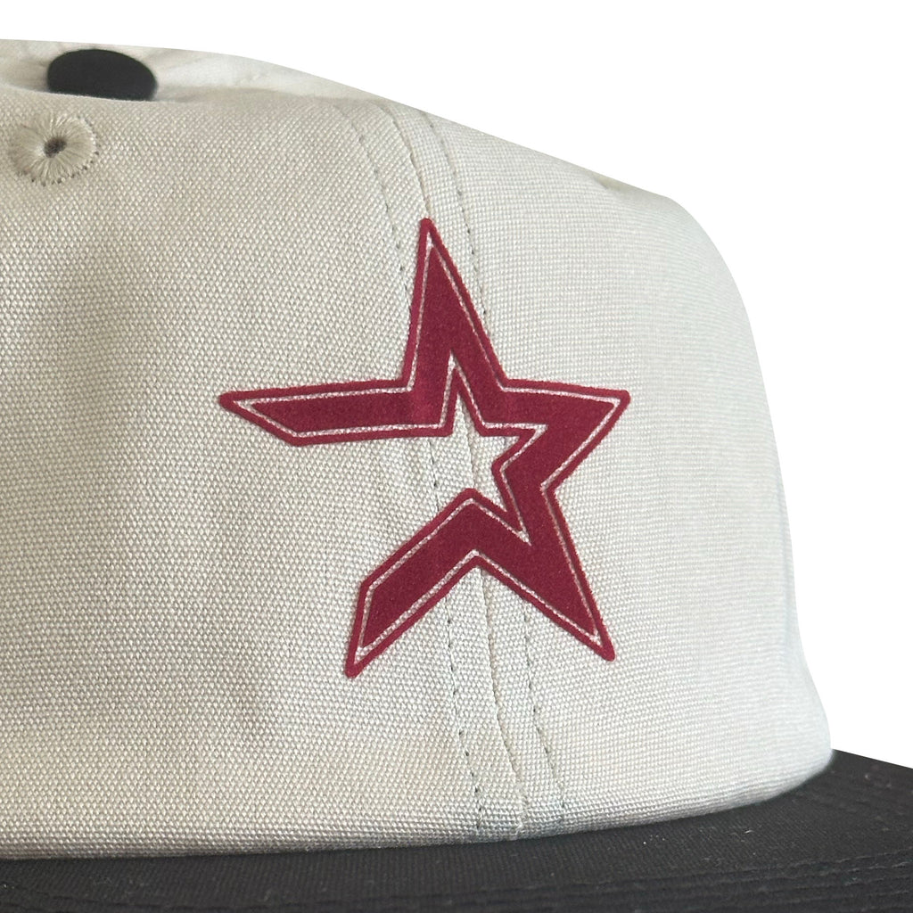 Vintage Houston Astros Hat | 6 Panel Strapback Hat in cream with red star patch and black brim by My Store for Baseball