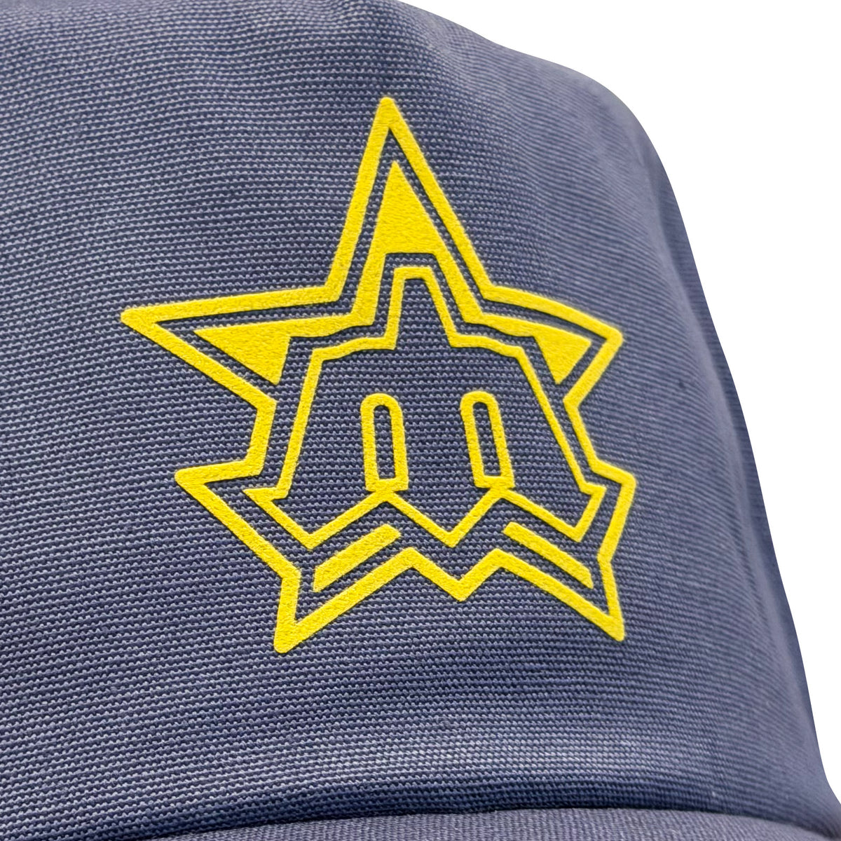 Vintage Seattle Mariners Trident Hat | 5 Panel Snapback Hat in navy with a bold yellow trident star emblem, by My Store for Baseball fans