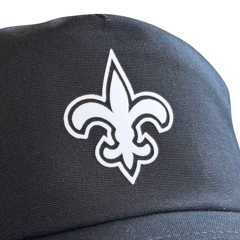 Vintage New Orleans Saints Hat | 5 Panel Black Snapback Hat with white fleur de lis patch by My Store
