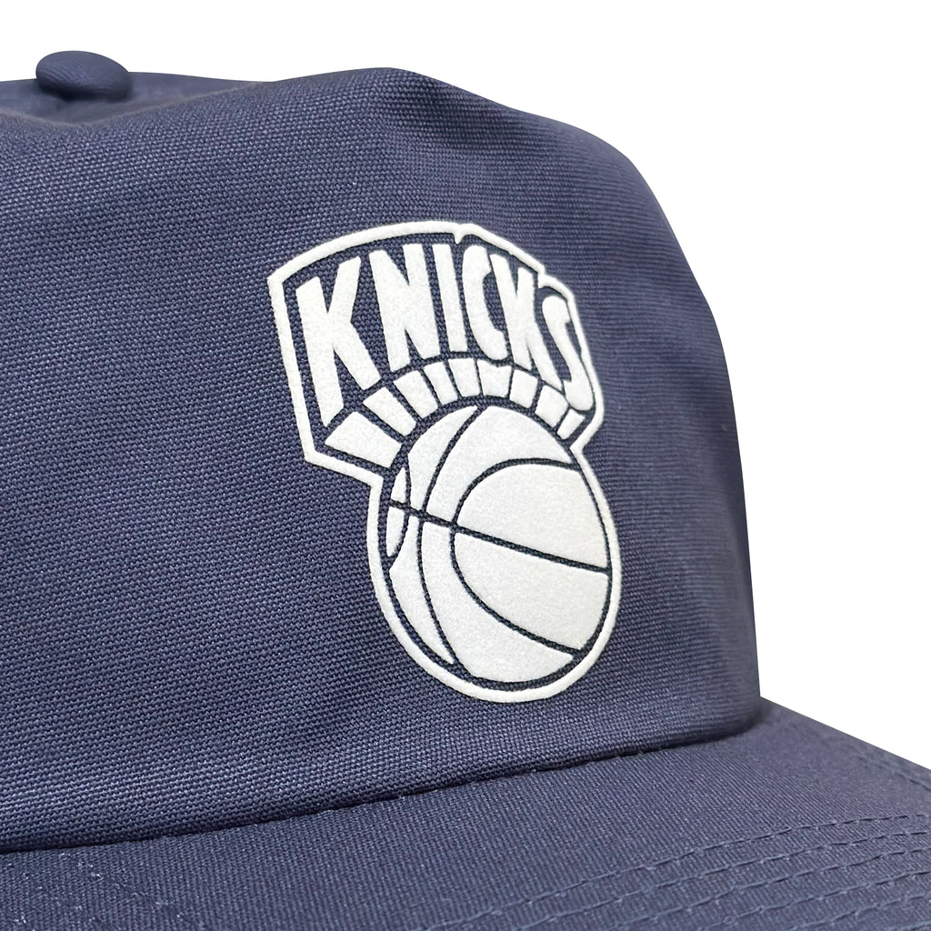 Vintage New York Knicks Hat | 5 Panel Snapback Hat in navy with Knicks basketball logo from My Store Home page and Basketball collections