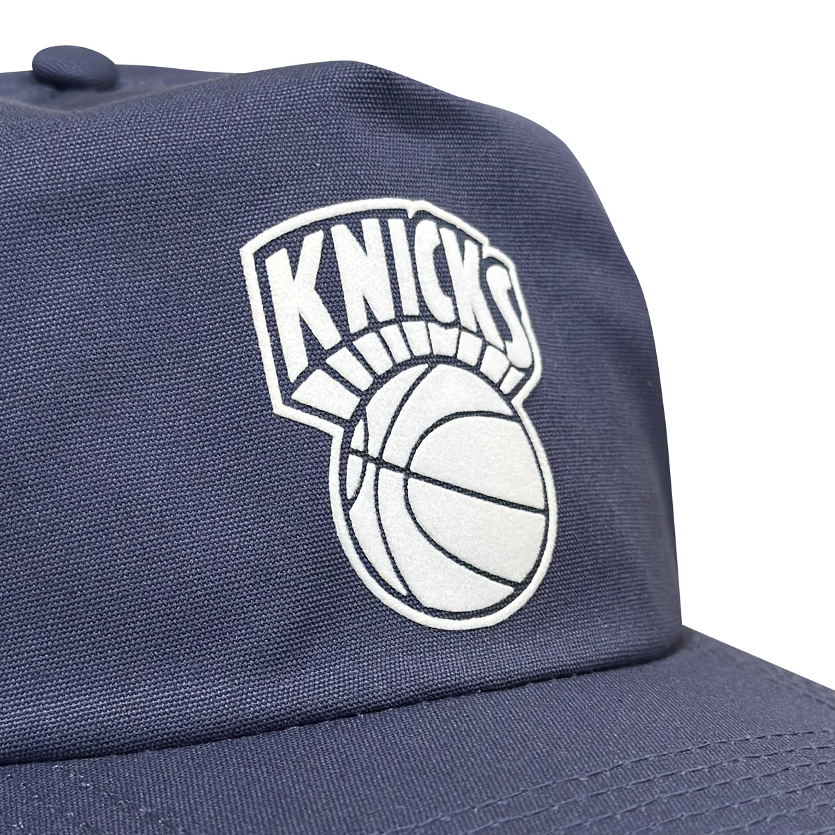 Vintage New York Knicks Hat | 5 Panel Snapback Hat in navy with Knicks basketball logo from My Store Home page and Basketball collections