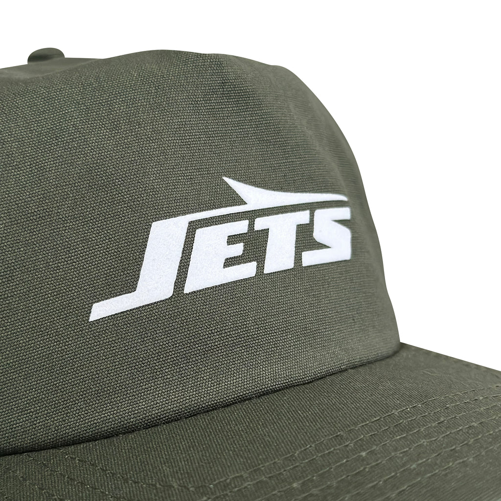 Vintage New York Jets Hat | 5 Panel Snapback Hat in forest green with a white Jets logo, from My Store for Home page and Football.