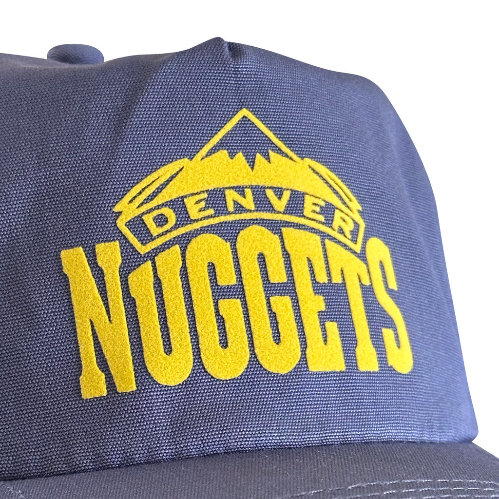 Vintage Denver Nuggets Hat | 5 Panel Snapback Hat in navy with bold yellow Denver Nuggets mountain logo embroidery人體藝術