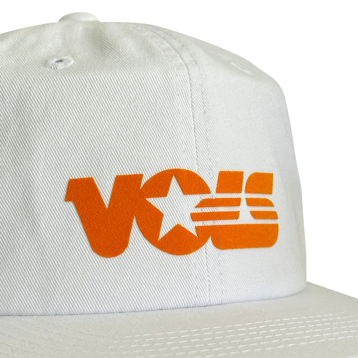 Vintage Tennessee Volunteers 1980's Hat | 6 Panel Snapback Hat in white cotton twill with orange logo, from My Store College collection