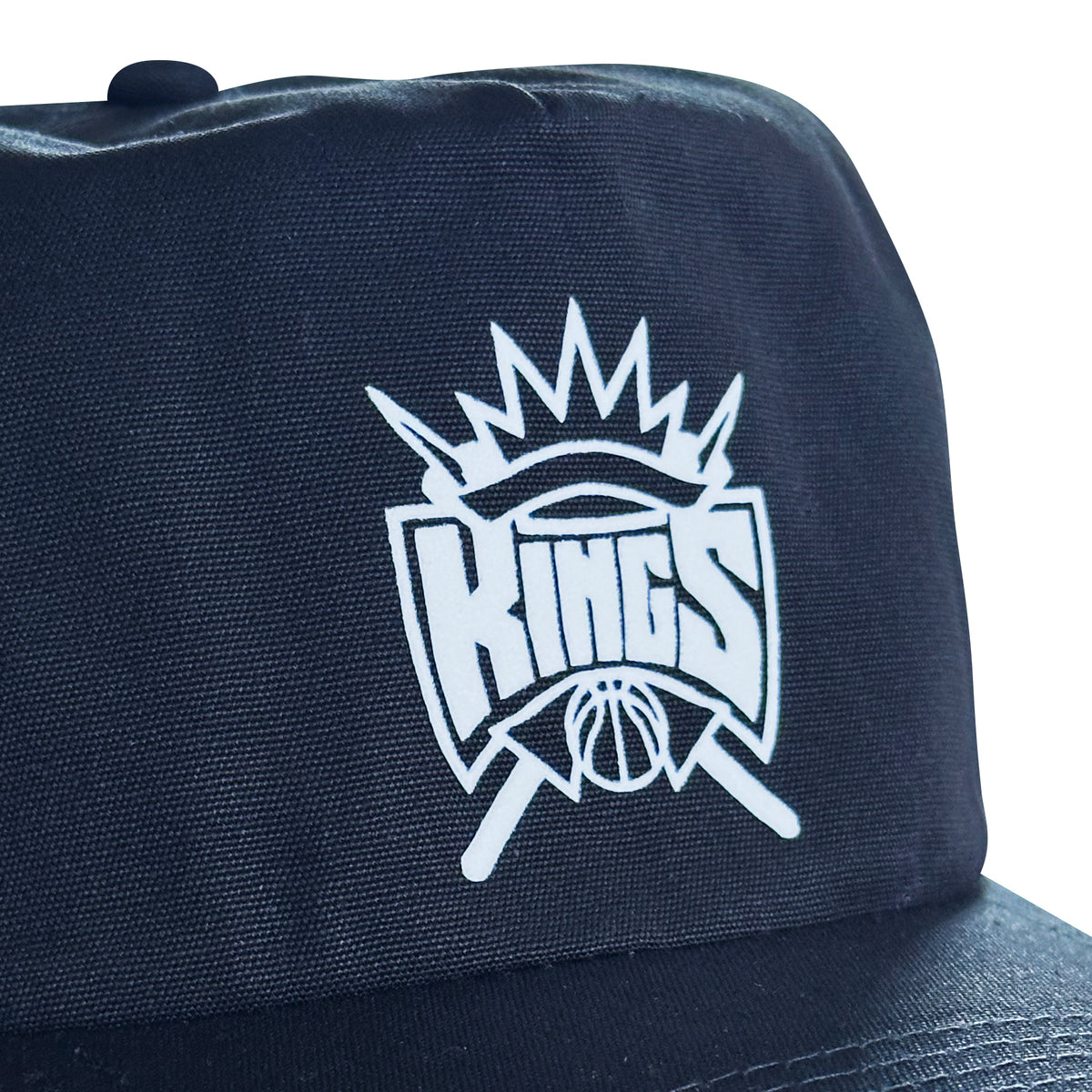 Vintage Sacramento Kings Hat | 5 Panel Black Snapback Hat featuring a white vintage Kings patch from My Store for Home page and Basketball