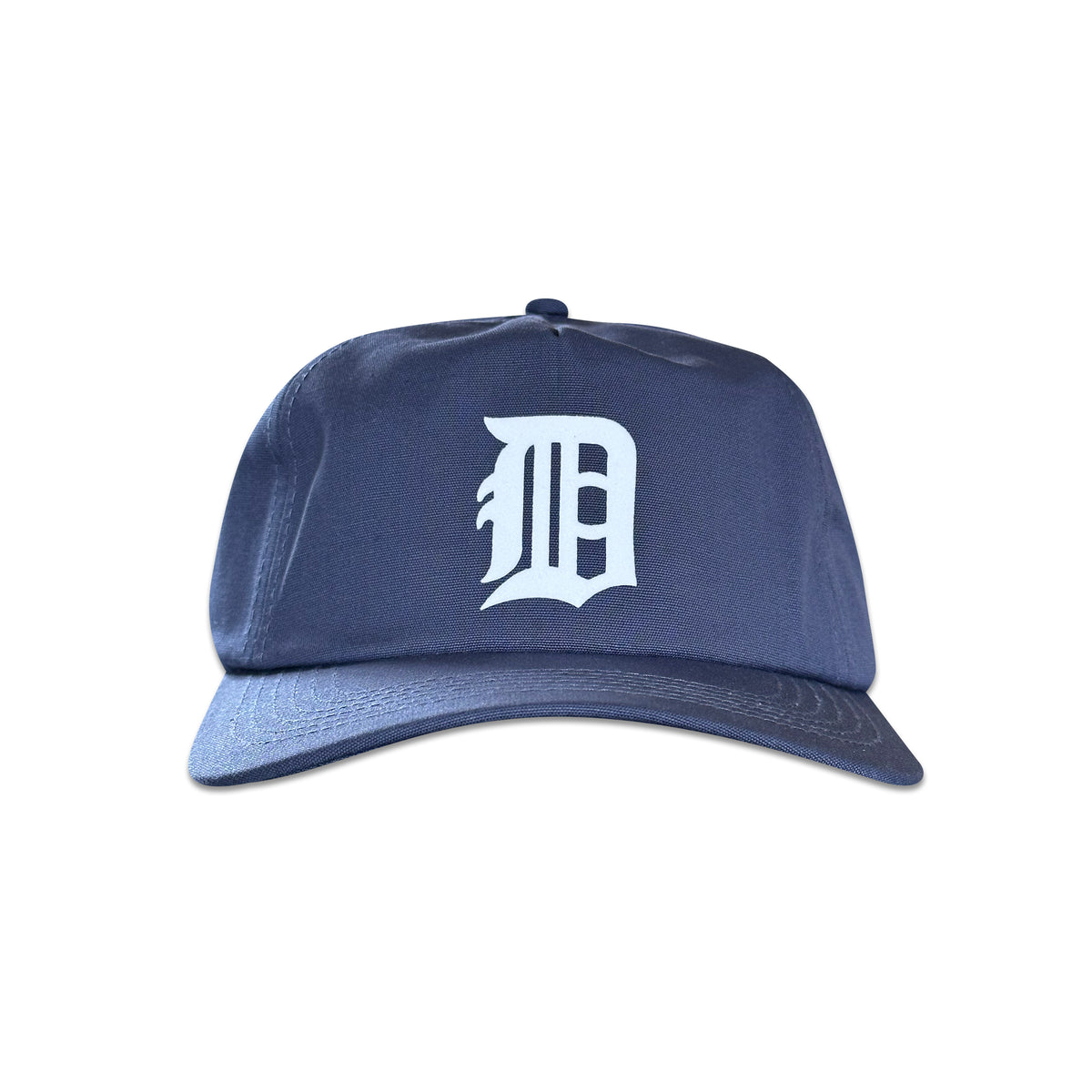 Vintage Detroit Tigers Hat | 5 Panel Snapback Hat in navy with a white Old English D logo and curved brim, by My Store for Home page, Baseball, Featured Hats