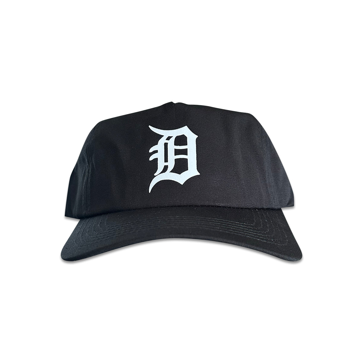 Vintage Detroit Tigers Hat | 5 Panel Black Snapback Hat, black five panel cap with white Detroit D logo, My Store, Home page, Baseball, Featured Hats