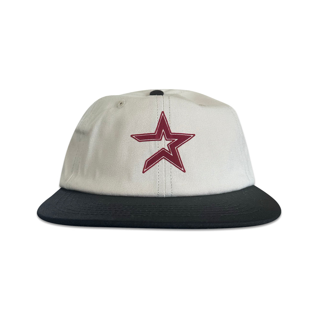 Vintage Houston Astros Hat | 6 Panel Strapback Hat, cream and black with a red star patch, by My Store