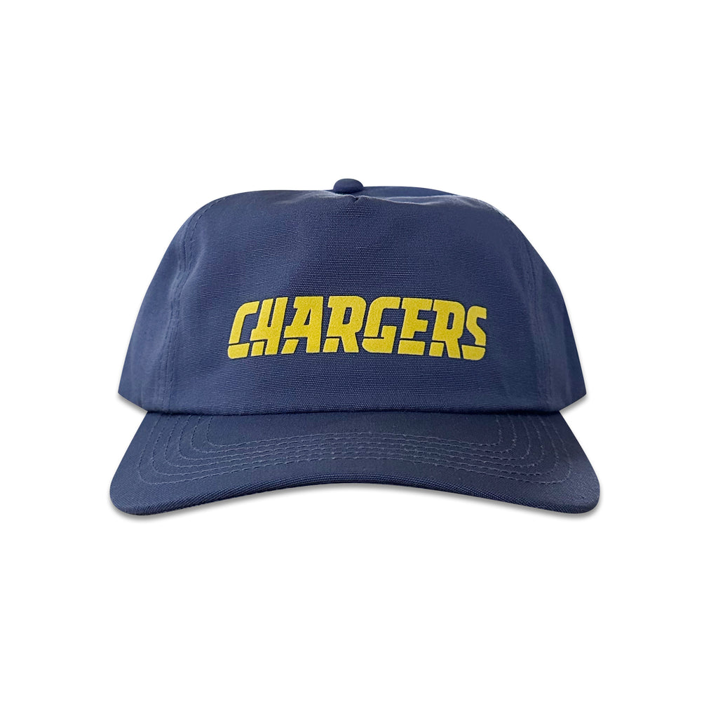 Vintage San Diego Chargers Hat | 5 Panel Snapback Hat, navy blue with yellow Chargers lettering, from My Store in Home page and Football collections