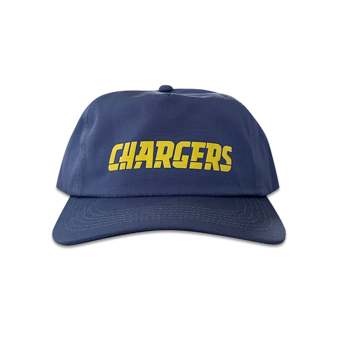 Vintage San Diego Chargers Hat | 5 Panel Snapback Hat, navy blue with yellow Chargers lettering, from My Store in Home page and Football collections