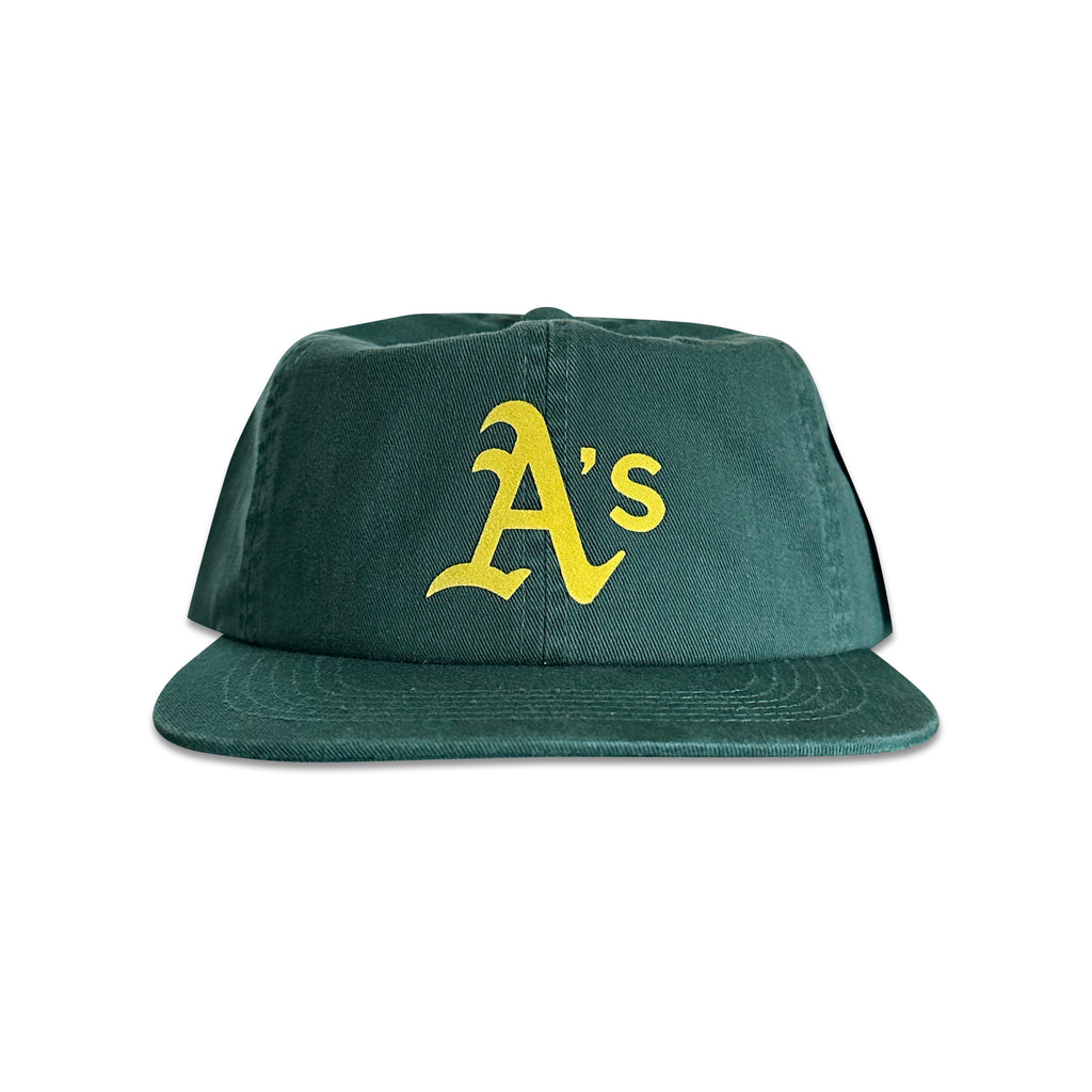 Vintage Oakland A's Hat | 6 Panel Snapback Hat in dark green with yellow Oakland A's logo from My Store's Home page, Baseball, and Featured Hats collections