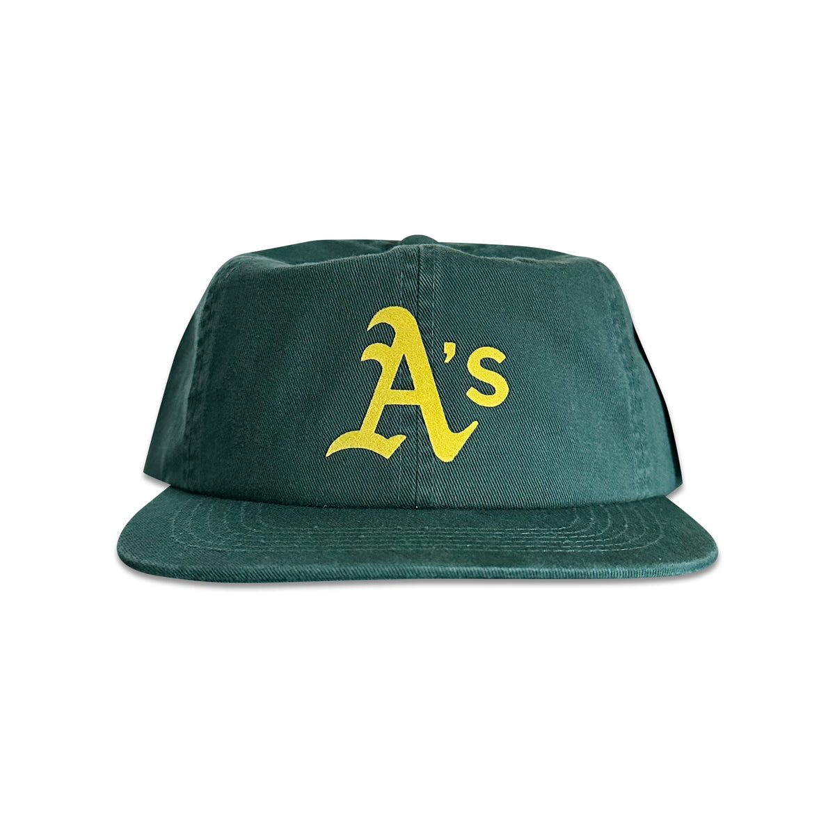 Vintage Oakland A's Hat | 6 Panel Snapback Hat in dark green with yellow Oakland A's logo from My Store's Home page, Baseball, and Featured Hats collections