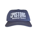 Vintage Detroit Pistons Basketball Hat | 5 Panel Snapback Hat, navy cap with white Pistons Basketball graphic, from My Store.