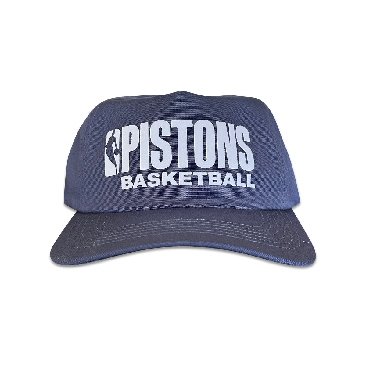 Vintage Detroit Pistons Basketball Hat | 5 Panel Snapback Hat, navy cap with white Pistons Basketball graphic, from My Store.
