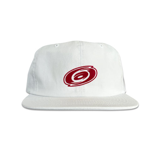 Vintage Carolina Hurricanes Hat | 6 Panel Snapback Hat in white with red logo by My Store from Home page and Hockey collections