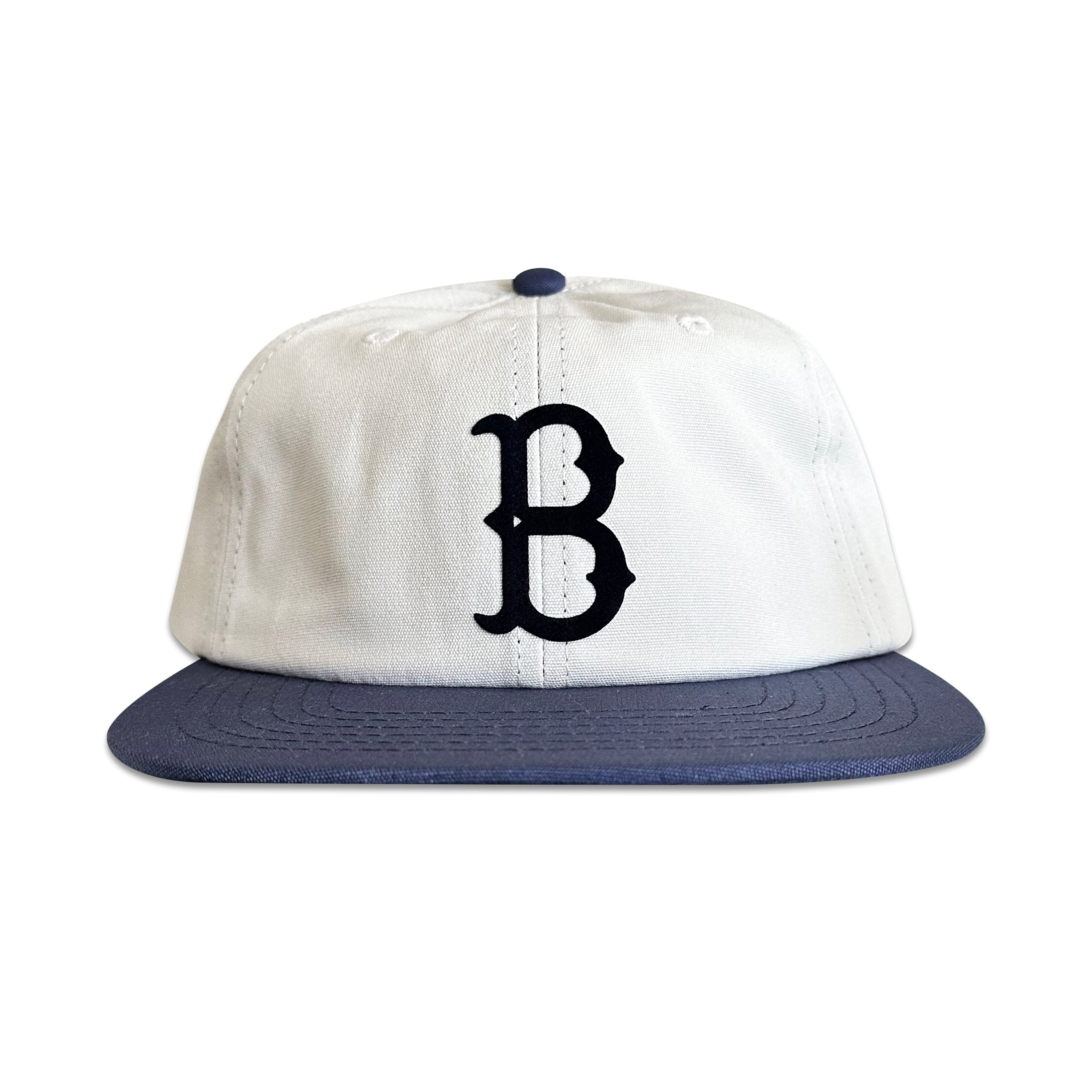 Vintage Brooklyn Dodgers Hat | 6 Panel Strapback Hat in white and navy with black B logo by My Store from Home page and Baseball