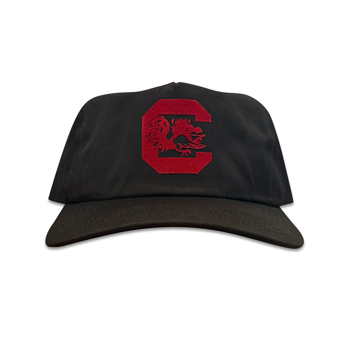 Vintage University of South Carolina Gamecocks Hat | 5 Panel Snapback Hat, black with red Gamecocks logo, from My Store College collection