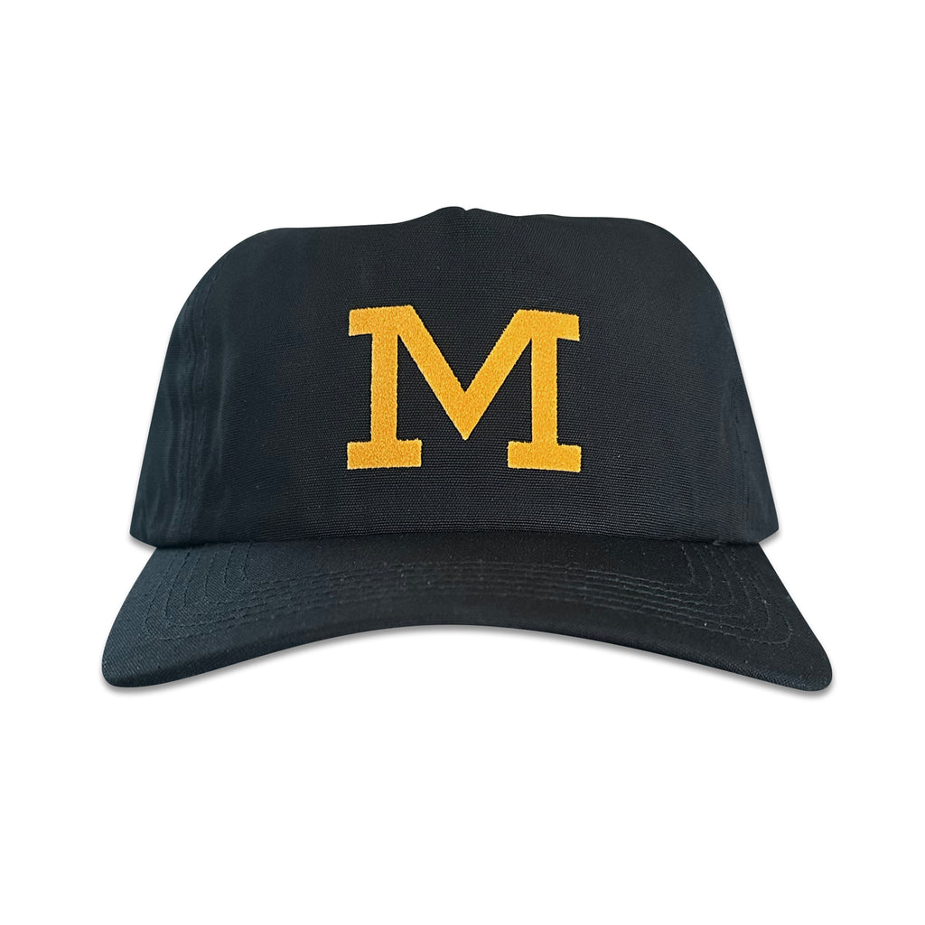Vintage University of Missouri Hat | 5 Panel Snapback Hat, black hat with gold M logo from My Store for Home page, College