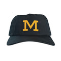 Vintage University of Missouri Hat | 5 Panel Snapback Hat, black hat with gold M logo from My Store for Home page, College