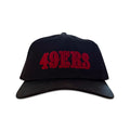 Vintage San Francisco 49ers Hat | 5 Panel Black Snapback Hat, black cap with red 49ERS lettering from My Store for Football collection