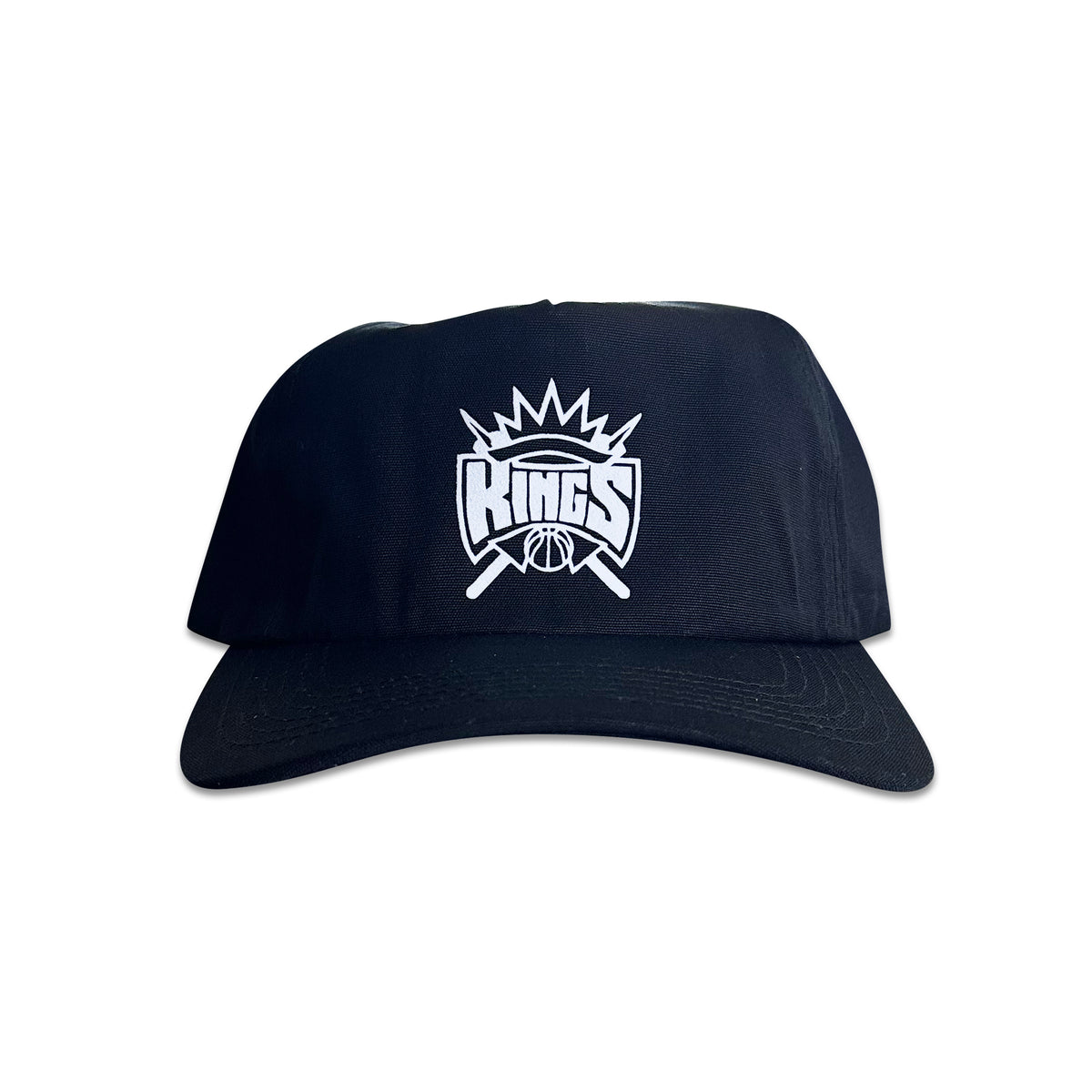 Vintage Sacramento Kings Hat | 5 Panel Black Snapback Hat, black cap with white Kings logo, from My Store for Home page and Basketball collections