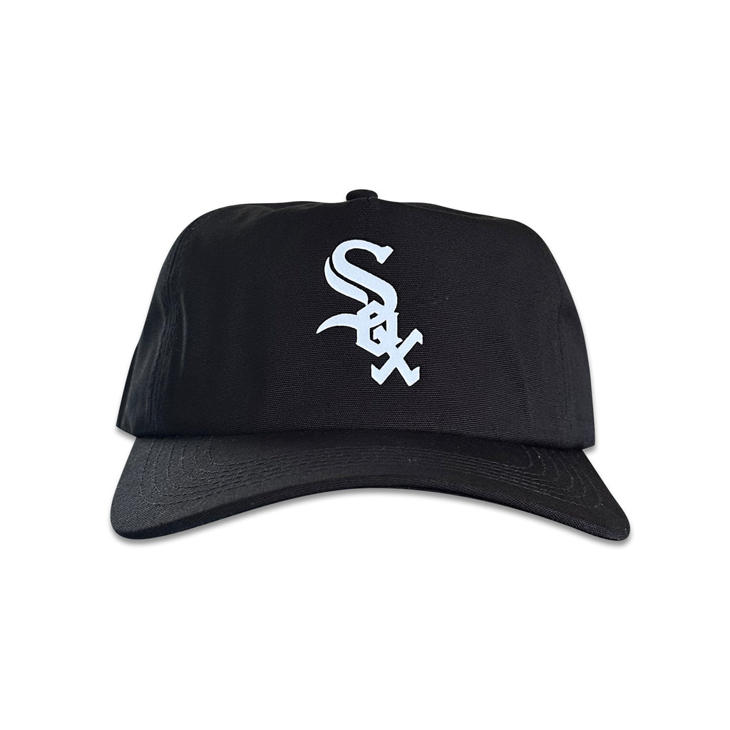 Vintage Chicago White Sox Hat | 5 Panel Black Snapback Hat, black five-panel hat with white Sox logo from My Store for Home page, Baseball, Hot Off The Press