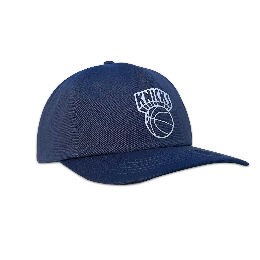 Vintage New York Knicks Hat | 5 Panel Snapback Hat | Inverse in navy with white Knicks basketball logo by My Store, Home page, Basketball