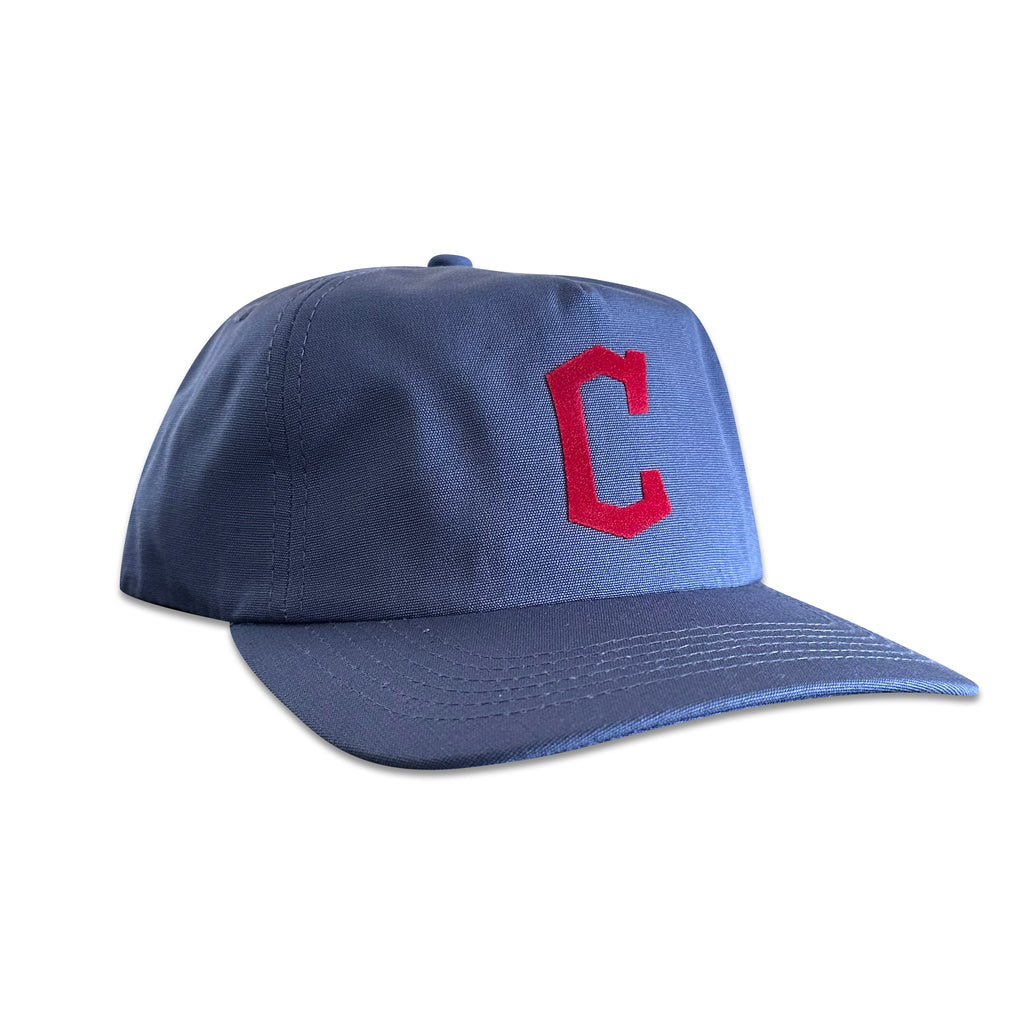 Vintage Cleveland Guardians Hat | 5 Panel Snapback Hat, navy with red C logo, by My Store for Home page, Baseball, Hot Off The Press