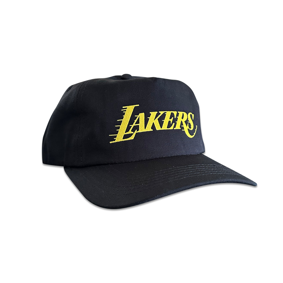 Vintage Los Angeles Lakers Hat | 5 Panel Snapback Hat, black hat with yellow Lakers logo by My Store for Home page, Basketball, Hot Off The Press
