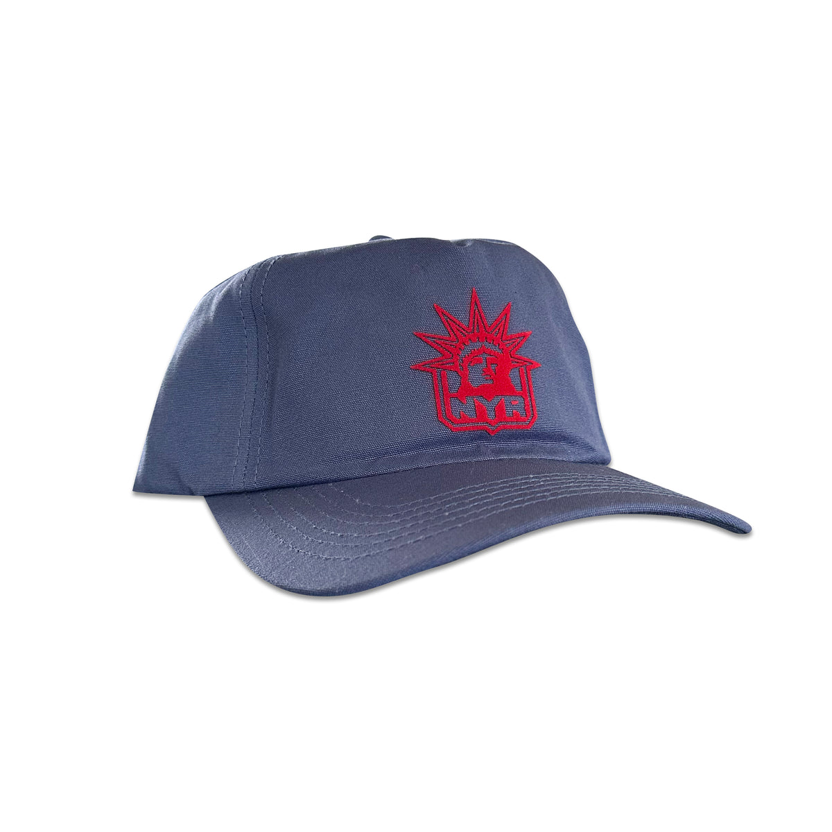 Vintage New York Rangers Hat | 5 Panel Snapback Hat, navy blue with red embroidered Rangers logo, by My Store for Home page and Hockey