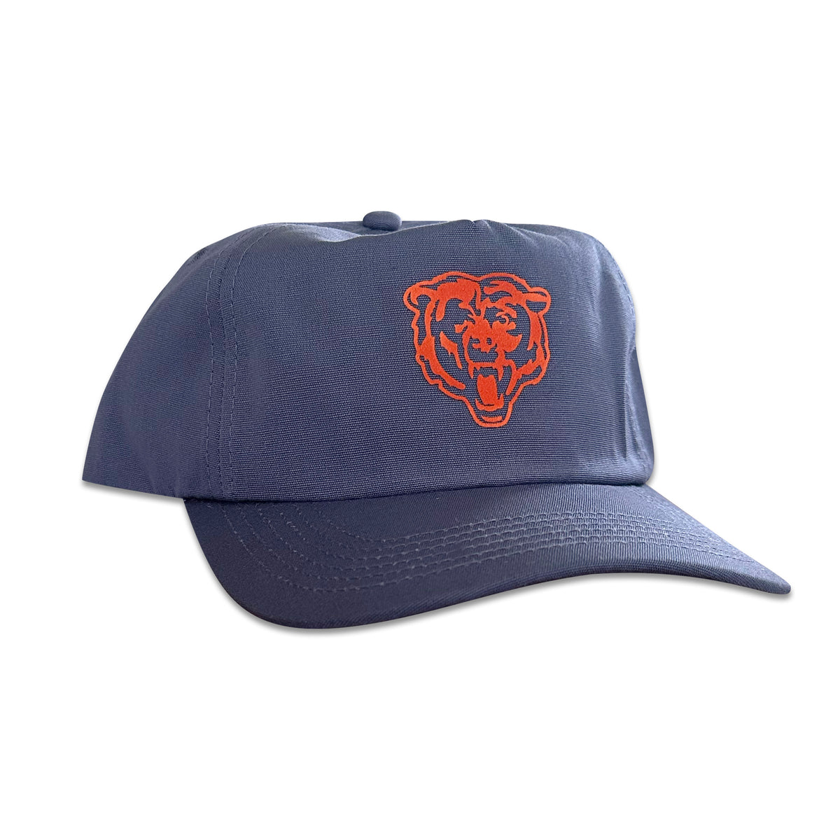 Vintage Chicago Bears Hat | 5 Panel Snapback Hat in navy with an orange bear logo and curved brim, by My Store