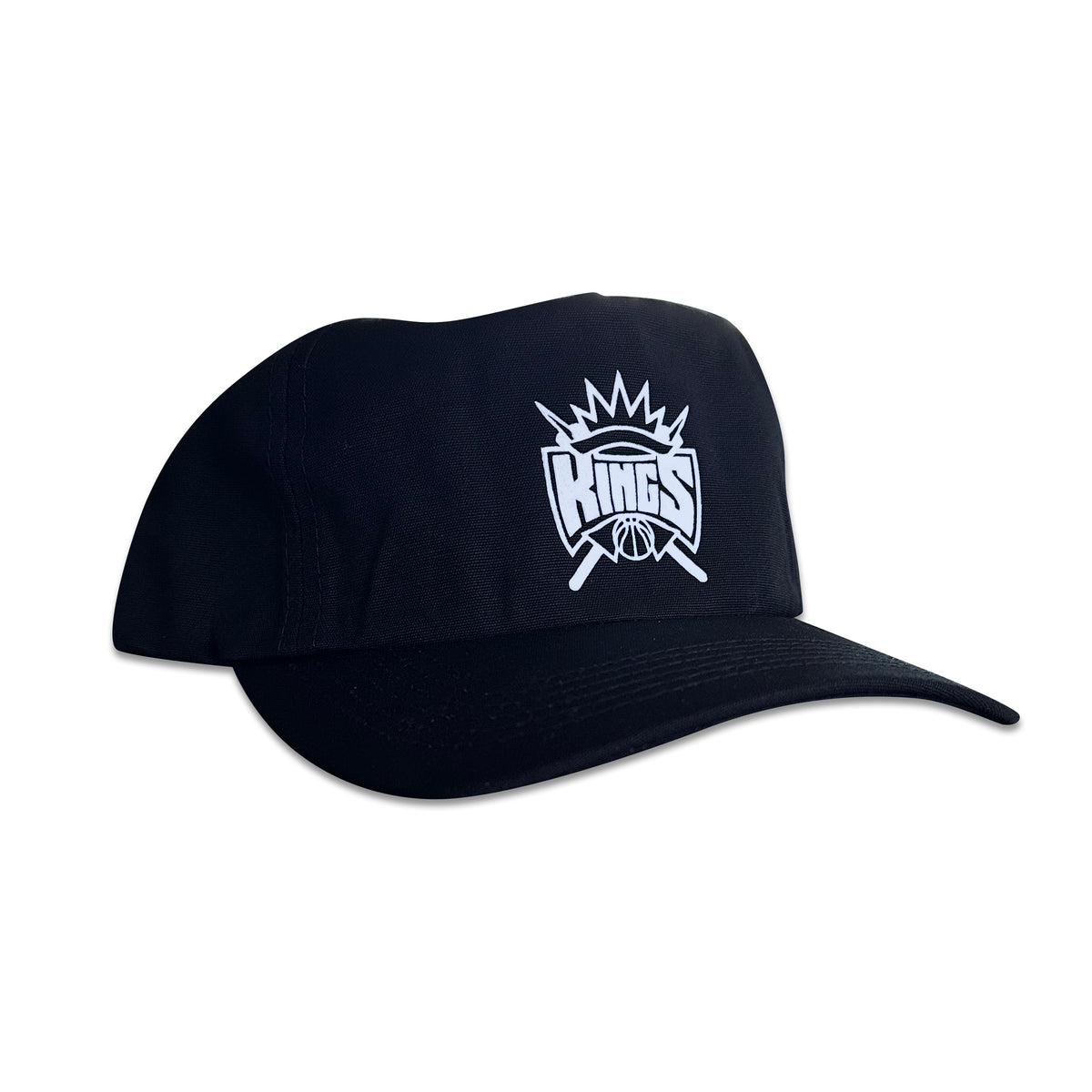 Vintage Sacramento Kings Hat | 5 Panel Black Snapback Hat featuring a white Kings logo, from My Store, in the Home page and Basketball collections