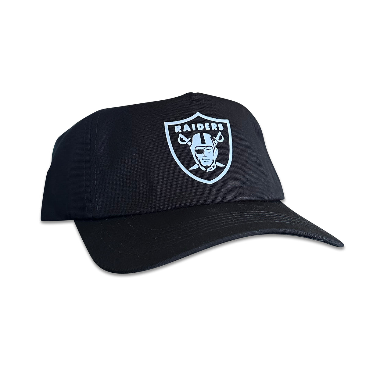 Vintage Oakland Raiders Hat | 5 Panel Black Snapback Hat, black cap with Raiders shield logo by My Store for Home page and Football collection