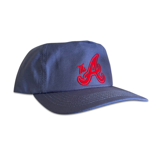 Vintage Atlanta Braves Hat | 5 Panel Snapback Hat in navy blue with red Atlanta A logo and curved brim from My Store, Home page, Baseball
