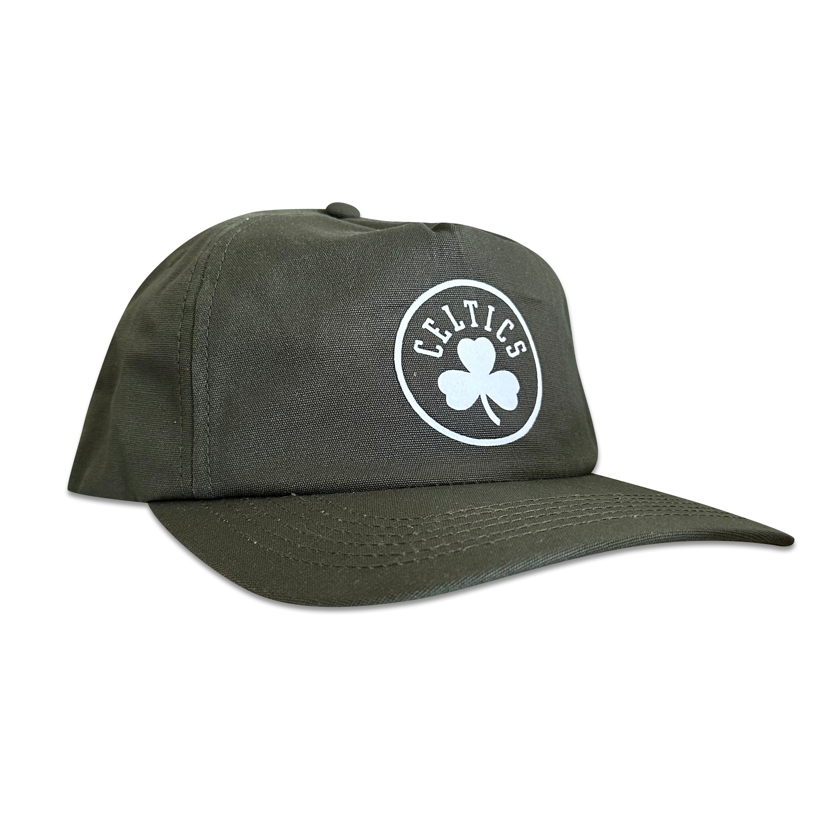 Vintage Boston Celtics Hat | 5 Panel Snapback Hat in forest green with Celtics shamrock patch, by My Store, from Home page and Basketball