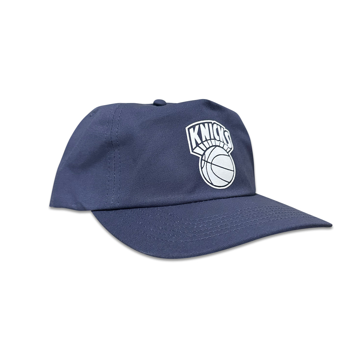 Vintage New York Knicks Hat | 5 Panel Snapback Hat in navy with white Knicks basketball logo, by My Store for Home page and Basketball collection