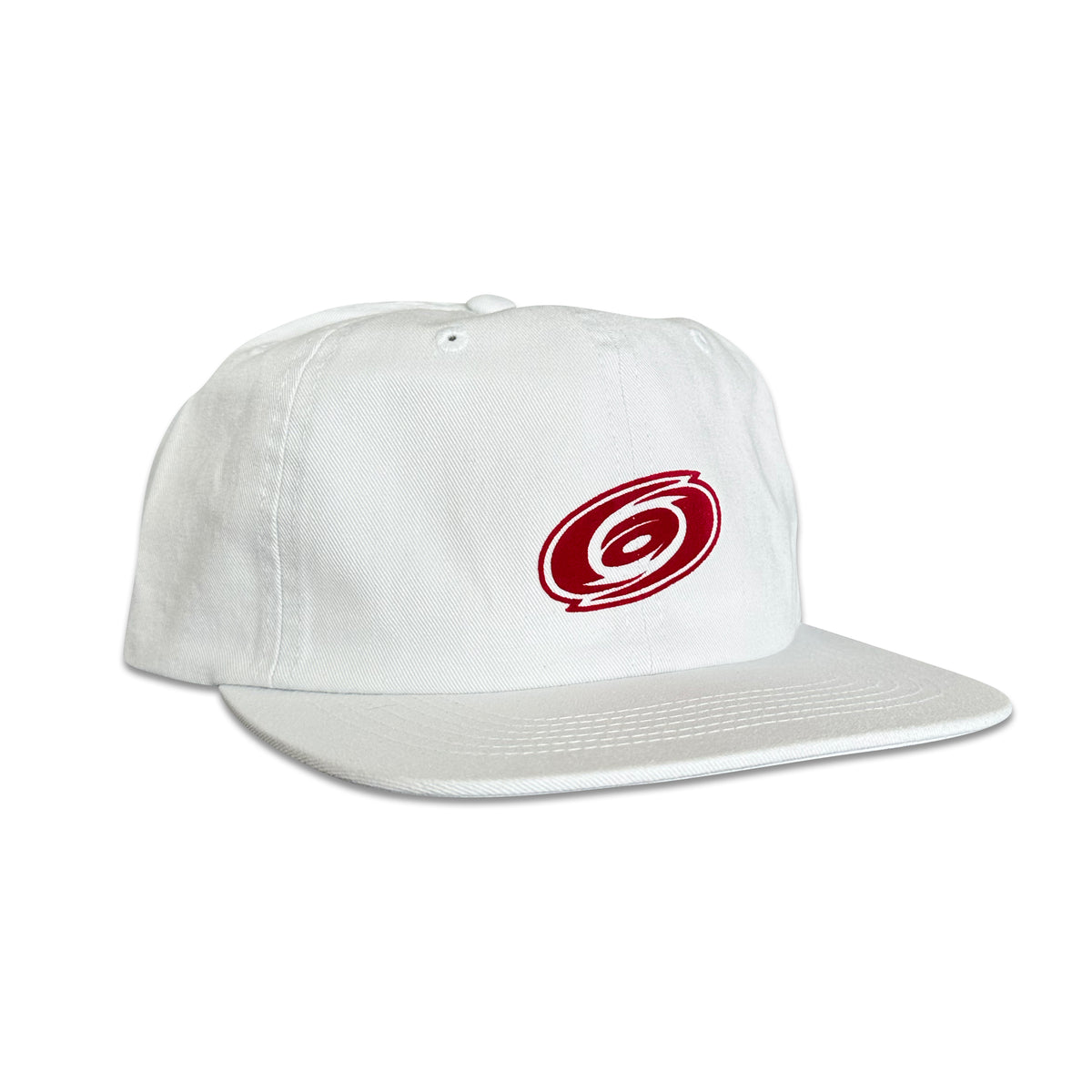Vintage Carolina Hurricanes Hat | 6 Panel Snapback Hat in white with red logo, by My Store for Home page and Hockey