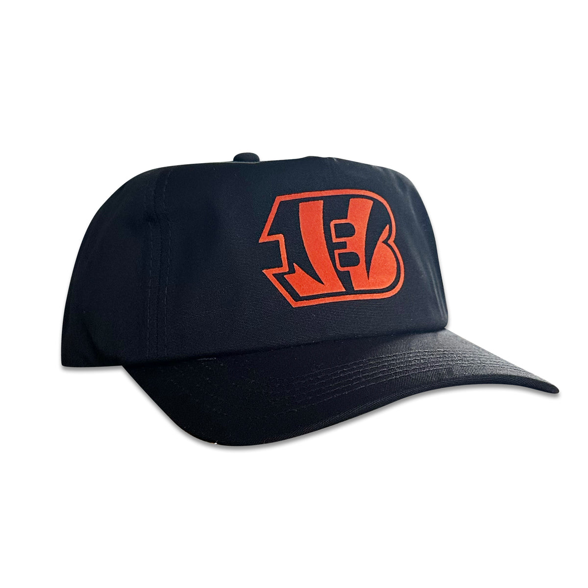 Vintage Cincinnati Bengals Hat | 5 Panel Black Snapback Hat, black five panel cap with orange Bengals logo, by My Store