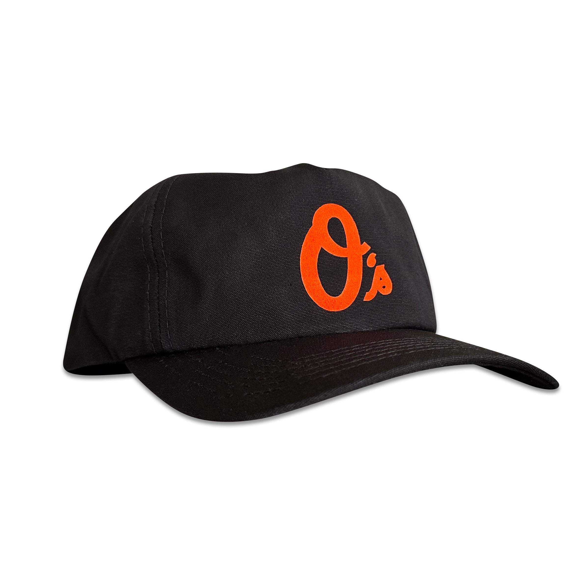 Vintage Baltimore Orioles Hat | 5 Panel Black Snapback Hat, black five-panel hat with orange Orioles logo by My Store for Home page and Baseball