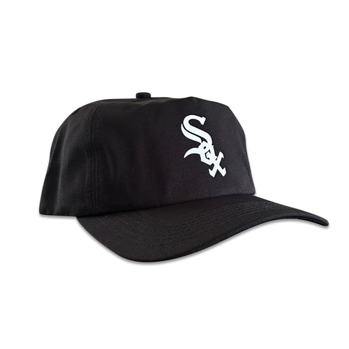 Vintage Chicago White Sox Hat | 5 Panel Black Snapback Hat in black with white Sox logo, by My Store for Home page, Baseball, Hot Off The Press